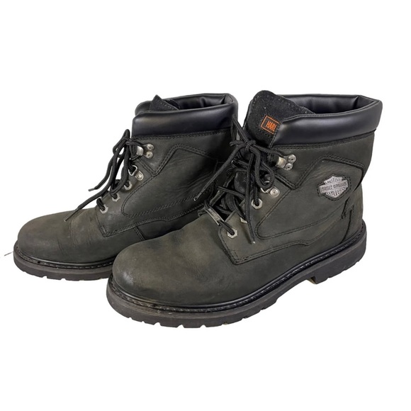 Harley-Davidson Motorcycle Badlands Black Hiking Boots Leather 91005 Men's Sz 12 - Picture 1 of 15